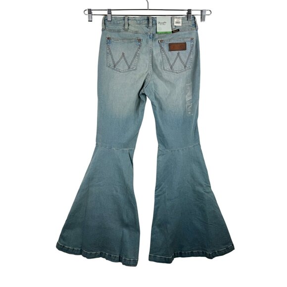 wrangler Retro Trumpet flare jeans light denim distressed western 90s sz 29x34 - Picture 3 of 12